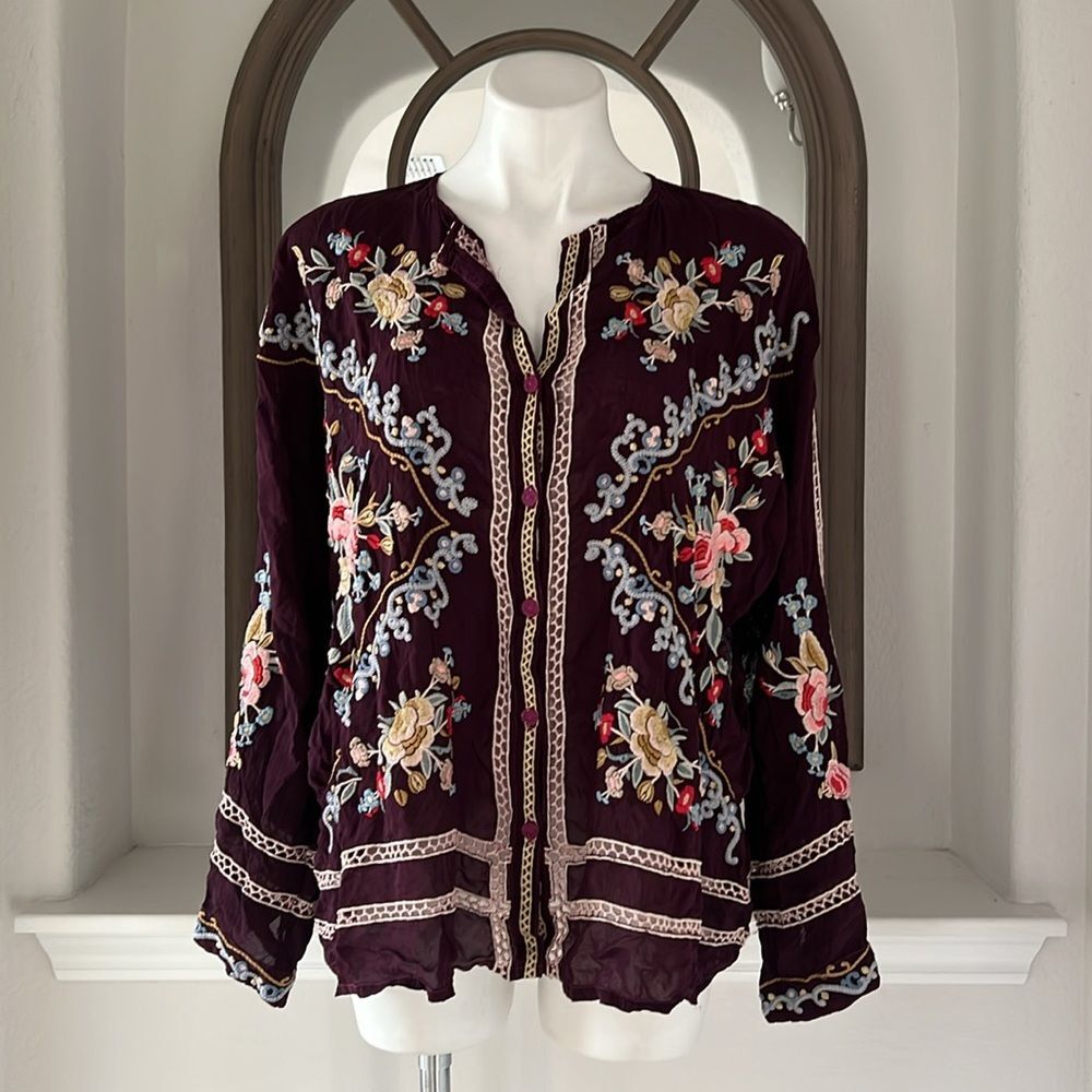 Johnny Was Carmen Button-Up Blouse in Jam, NWT, Size L - Picture 5 of 16